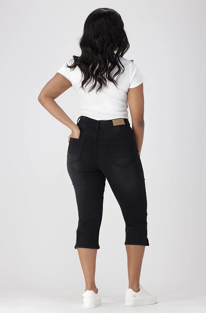 Dunns Clothing | Ladies | Nova Denim Pedal Pusher _ 151312 Black Wash