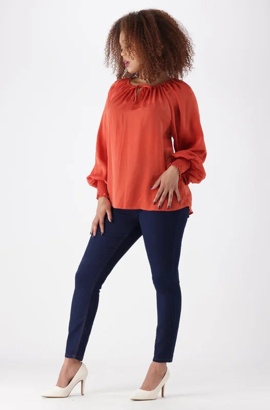 Dunns Clothing | Ladies | PEARL BLOUSE _ 148362 Orange