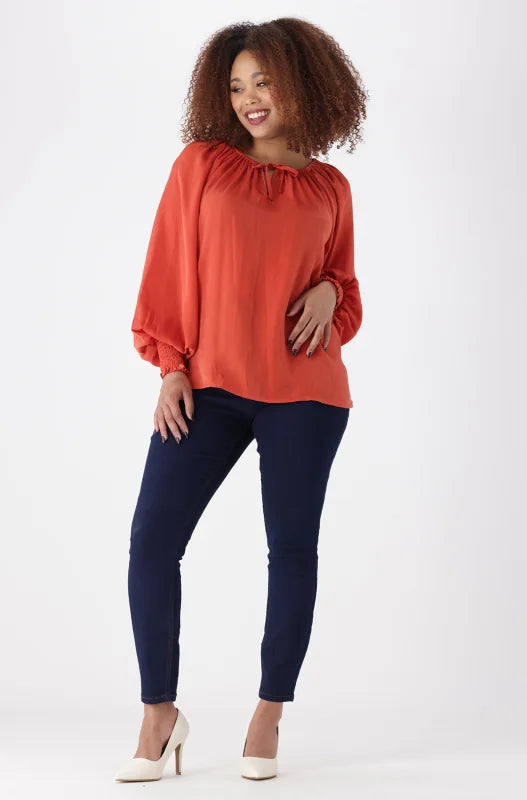 Dunns Clothing | Ladies | PEARL BLOUSE _ 148362 Orange