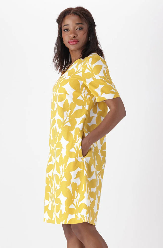 Dunns Clothing Penelope Linen Shift Dress 151267 Ocre R299
