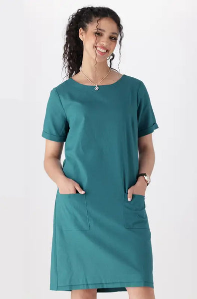 Pleated hem cheap shift dress