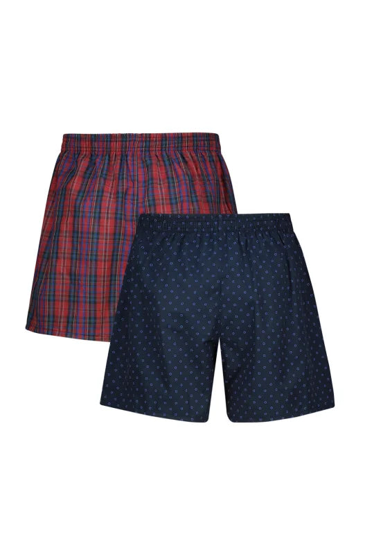 Dunns Clothing | Underwear | Ridge Woven Boxers - 2 Pack _ 146410 Red