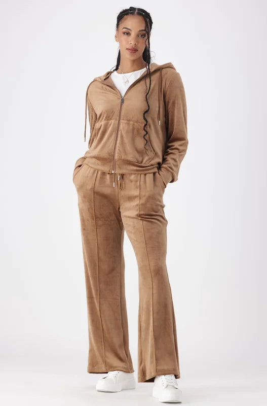 Dunns Clothing | Ladies | Rihanna Velour Pant _ 145959 Taupe