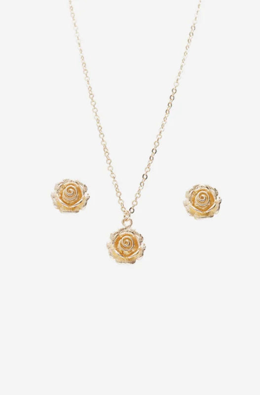 Dunns Clothing | Accessories | Rosalina Rose Pendant Necklace Set _ 147911 Gold