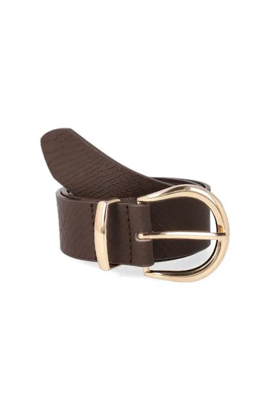 Dunns Clothing | Accessories Rosaria Croc Circle Belt _ 118791 Brown