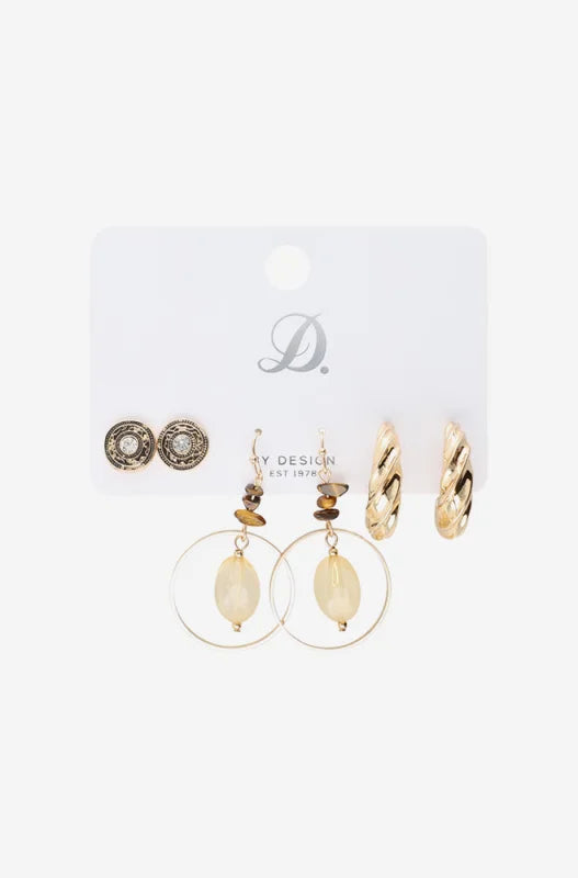 Dunns Clothing | Accessories | Sally 3 Pack Earrings _ 148669 Gold