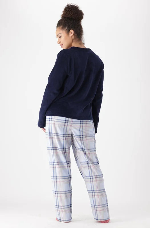Dunns Clothing | Underwear | Sasha Fleece Flannel Sleep Set _ 147140 Navy