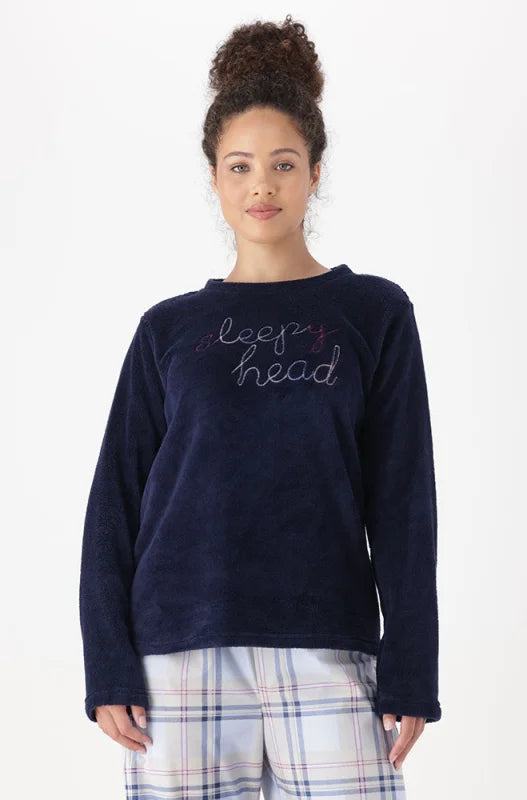 Dunns Clothing Sasha Fleece Flannel Sleep Set _ 147140 _ Navy R259