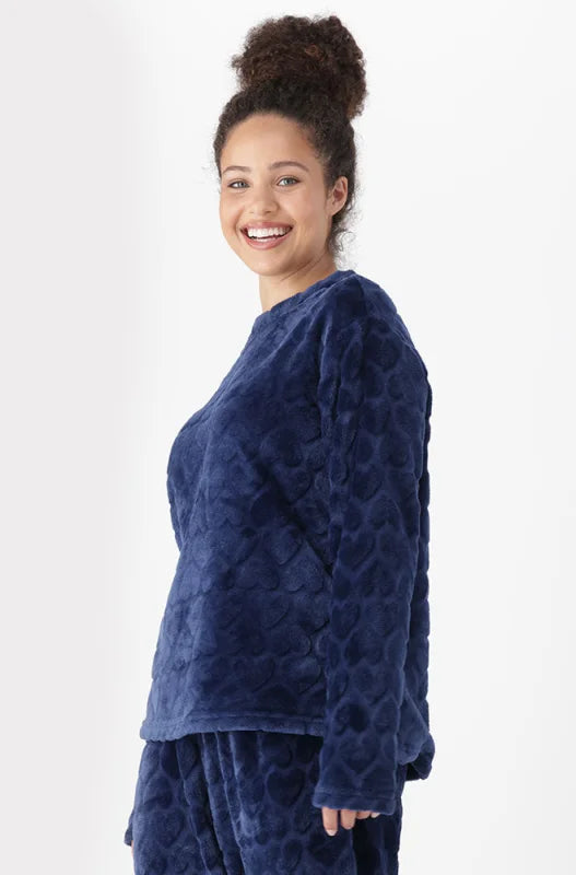 Dunns Clothing Shay Heart Fleece Sleep Set Navy _ 147145 _ Navy R259