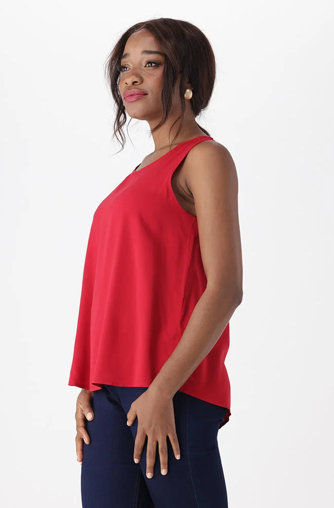 Dunns Clothing | Ladies | Tandeka Woven Top _ 151264 Red