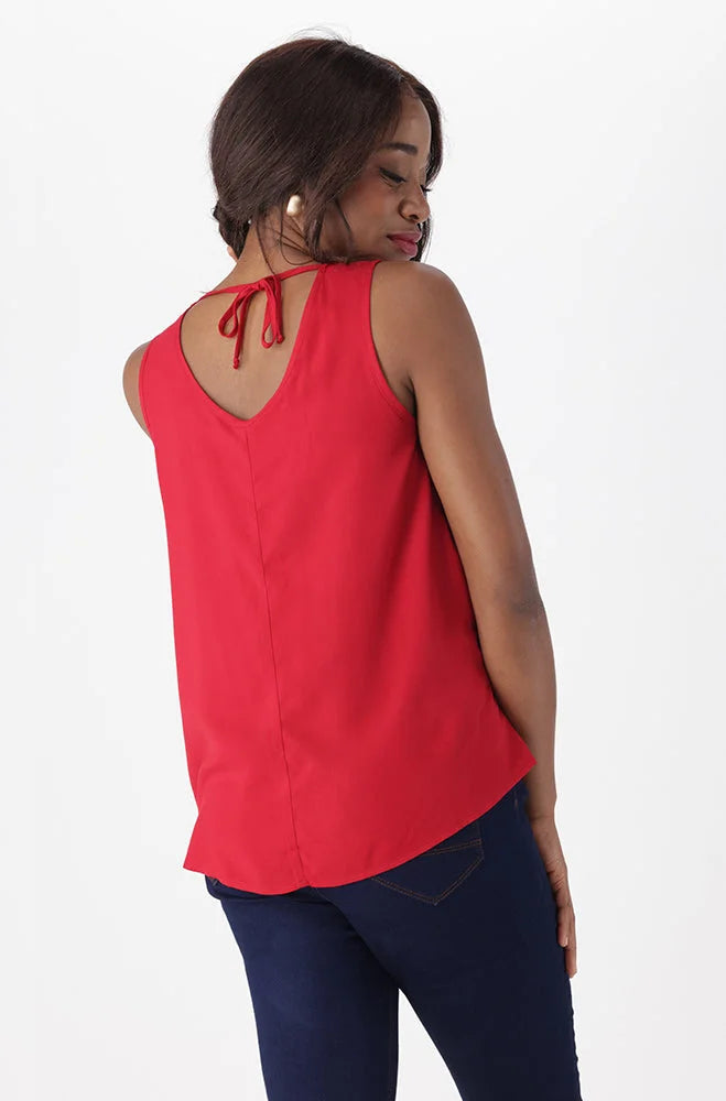 Dunns Clothing | Ladies | Tandeka Woven Top _ 151264 Red