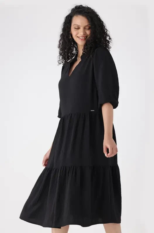Dunns Clothing | Ladies | TARA WOVEN PORTOFINO TIERED DRESS _ 146063 Black