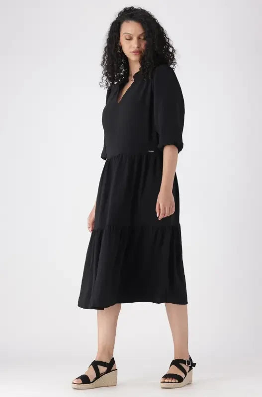 Dunns Clothing | Ladies | TARA WOVEN PORTOFINO TIERED DRESS _ 146063 Black