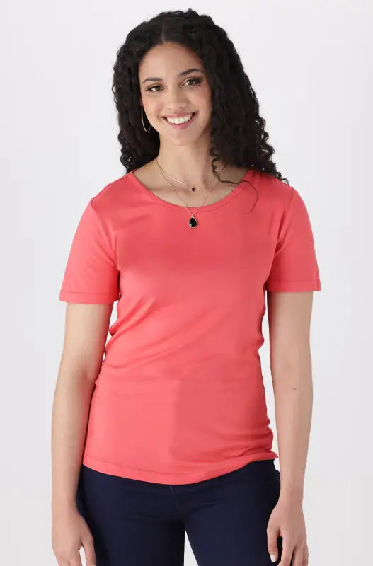 Dunns Clothing | Ladies | Tessa Scoop Neck Tee _ 140587 Pink