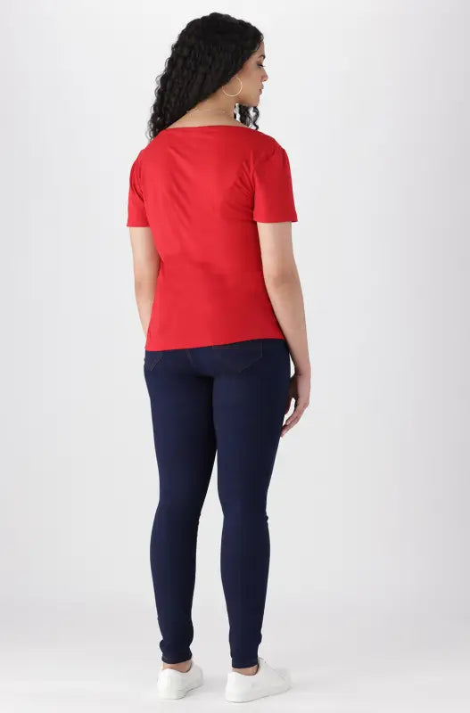 Dunns Clothing | Ladies | Tessa Scoop Neck Tee _ 140604 Red