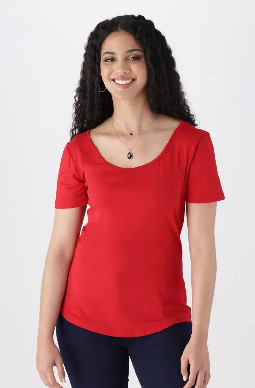 Dunns Clothing | Ladies | Tessa Scoop Neck Tee _ 140604 Red