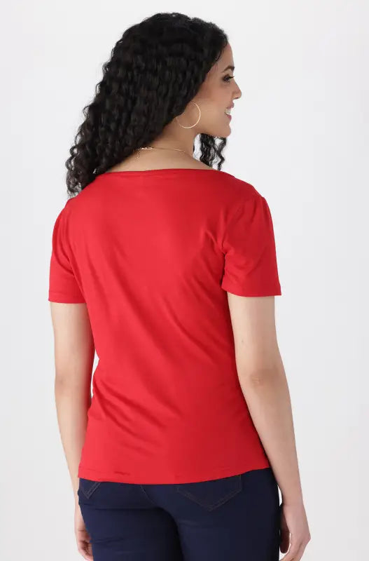 Dunns Clothing | Ladies | Tessa Scoop Neck Tee _ 140604 Red