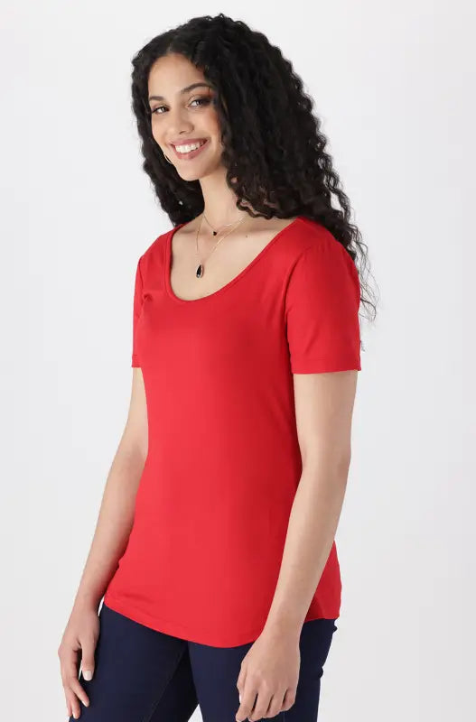 Dunns Clothing | Ladies | Tessa Scoop Neck Tee _ 140604 Red