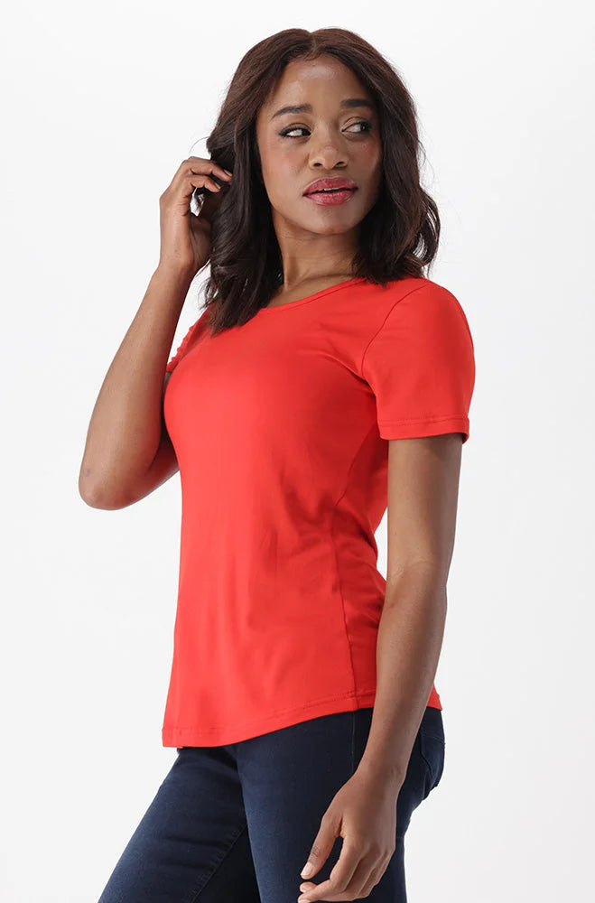 Dunns Clothing | Ladies | Tessa Scoop Neck Tee _ 151367 Red