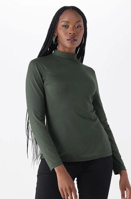 Dunns Clothing | Ladies | Tia Turtle Neck Top _ 148815 Fatigue