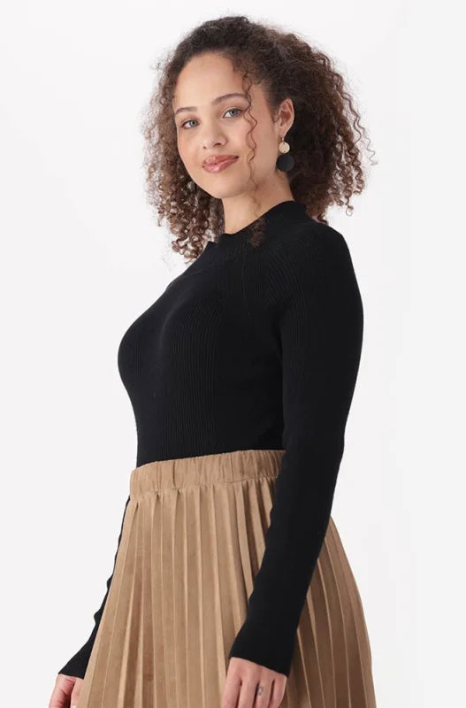 Dunns Clothing | Ladies | Tyler Rib Turtle Neck Jersey _ 146090 Black