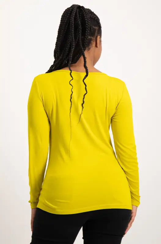 Dunns Clothing | Ladies | Vayla V Neck Tee _ 136520 Yellow