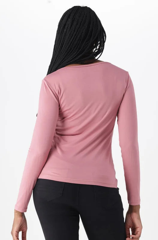 Dunns Clothing | Ladies | Vayla V Neck Tee _ 149100 Pink