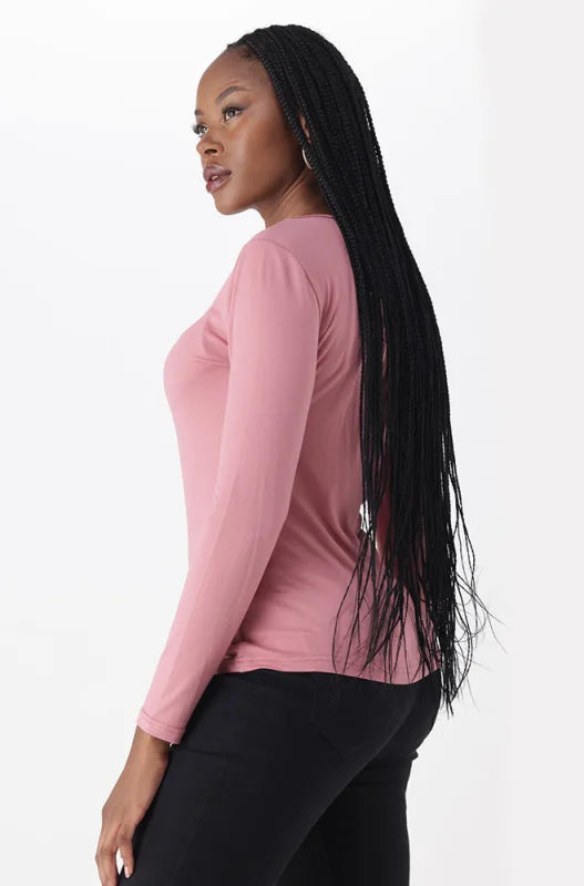 Dunns Clothing | Ladies | Vayla V Neck Tee _ 149100 Pink
