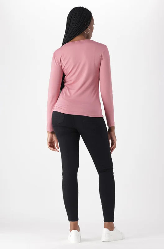 Dunns Clothing | Ladies | Vayla V Neck Tee _ 149100 Pink
