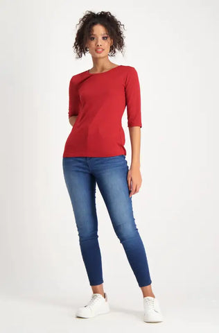 Dunns Clothing | Ladies | Viola 3-Quarter Sleeve Tee _ 133655 Red