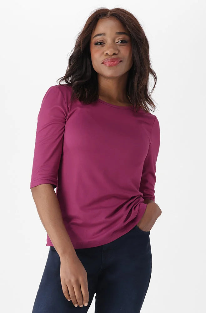Dunns Clothing | Ladies | Viola 3-Quarter Sleeve Tee _ 151330 Purple