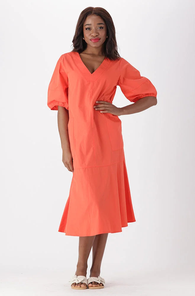 Dunns Clothing | Ladies | Zoe Puff Sleeve Dress _ 151747 Orange