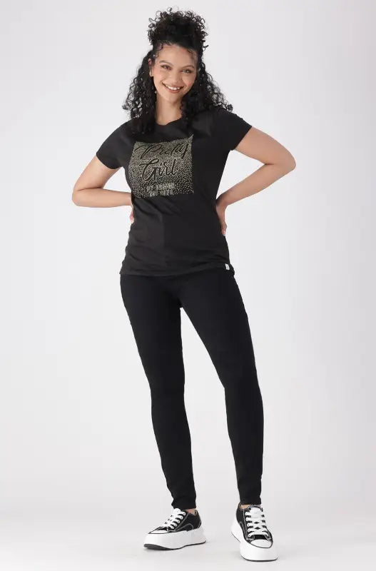 Dunns Clothing | Ladies | Zola Regular Fitted Graphic Tee _ 148351 Black
