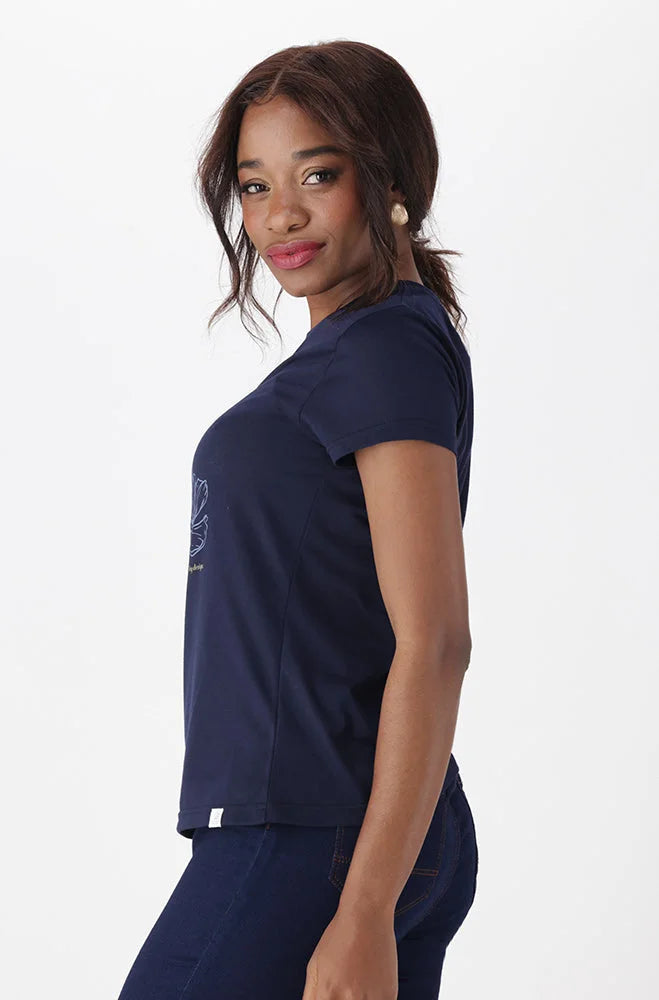 Dunns Clothing | Ladies | Zola Regular Fitted Graphic Tee _ 150318 Navy