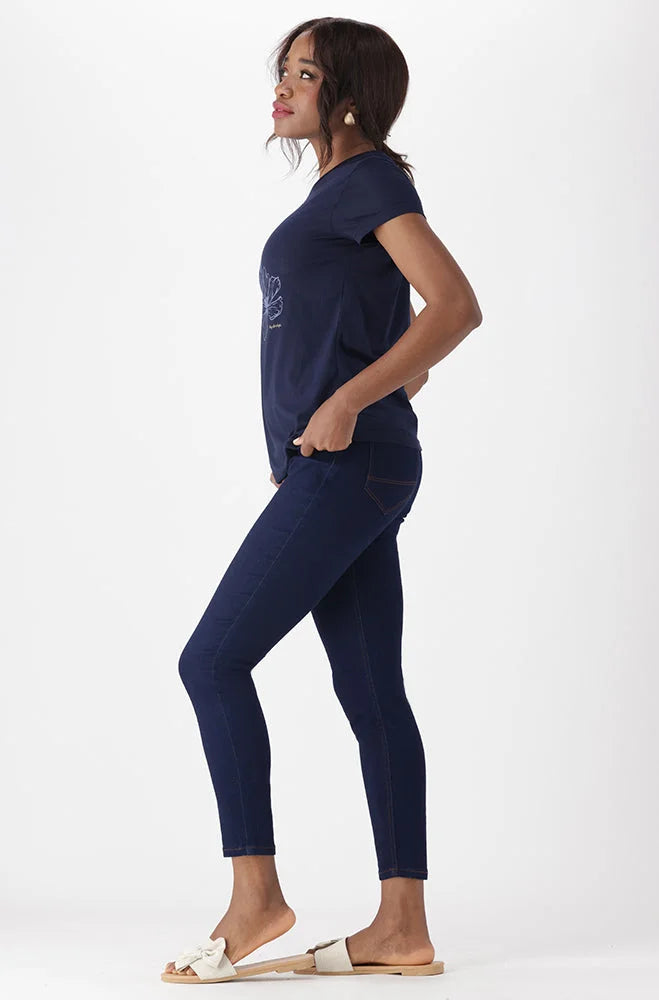 Dunns Clothing | Ladies | Zola Regular Fitted Graphic Tee _ 150318 Navy