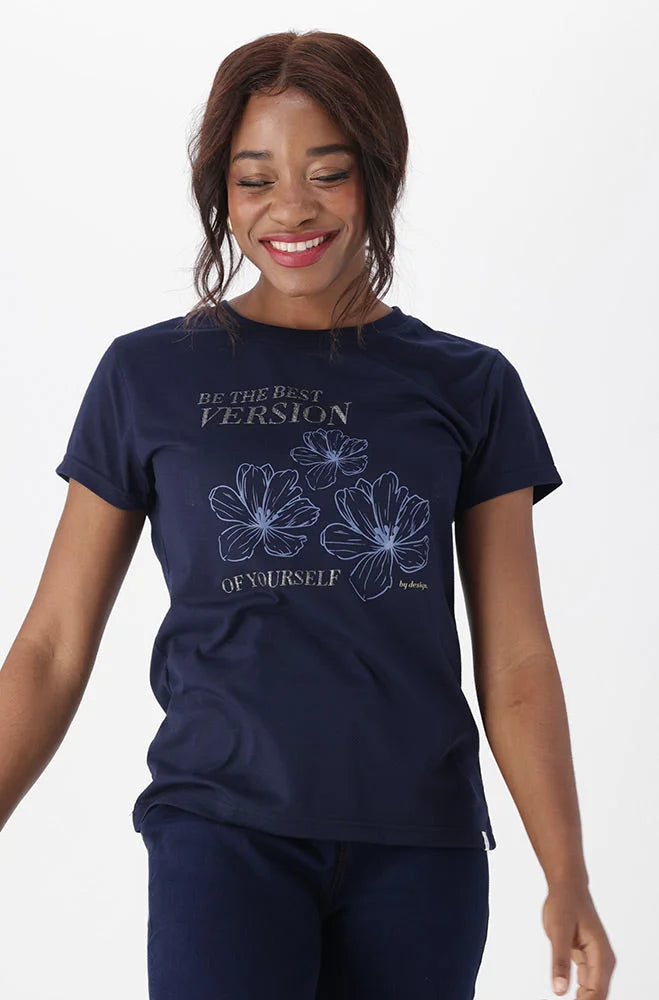 Dunns Clothing | Ladies | Zola Regular Fitted Graphic Tee _ 150318 Navy