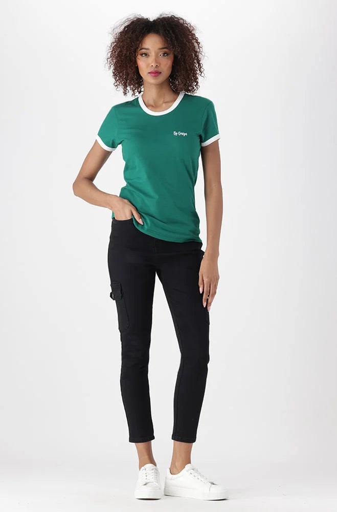 Dunns Clothing | Ladies | Zola Ringer Tee _ 150200 Green