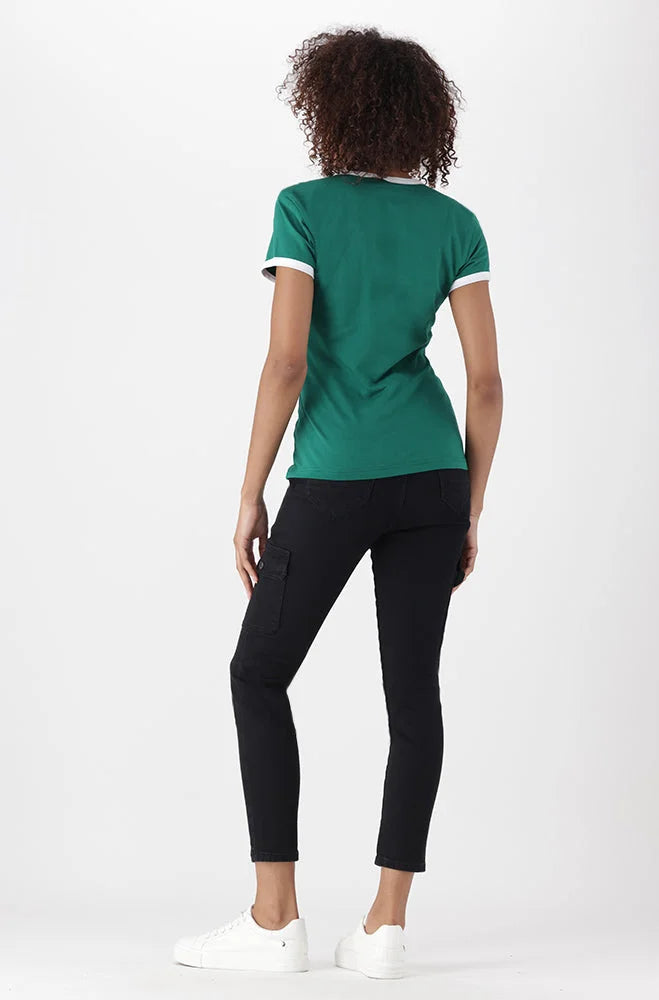 Dunns Clothing | Ladies | Zola Ringer Tee _ 150200 Green