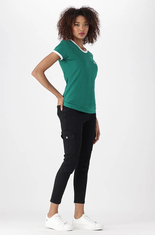 Dunns Clothing | Ladies | Zola Ringer Tee _ 150200 Green