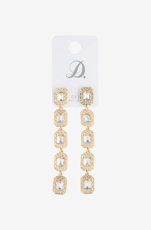 Dunns Clothing | Accessories | Zurina Drop Crystal Glam Earrings _ 148745 Gold