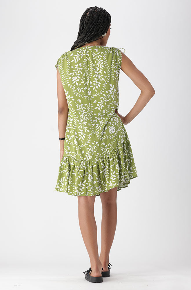 NICOLE SHOULDER TIE TIERED DRESS