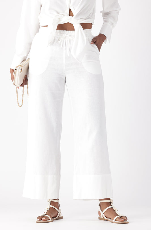 ARDEN LINEN BLEND WIDE LEG PANTS