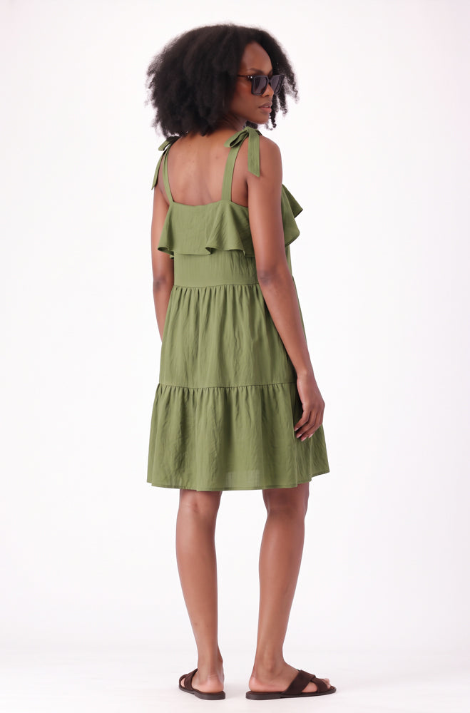 ZOEY SHOULDER TIE MIDI DRESS