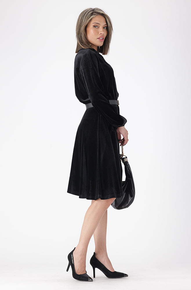 KIONI BELTED VELOUR DRESS