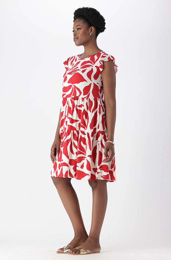 CARLA FLUTTER SLEEVE DRESS