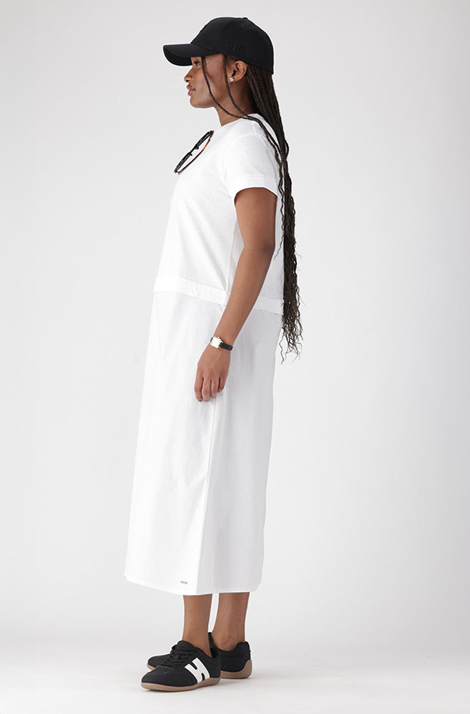 LORA KNIT AND WOVEN COMBO DRESS