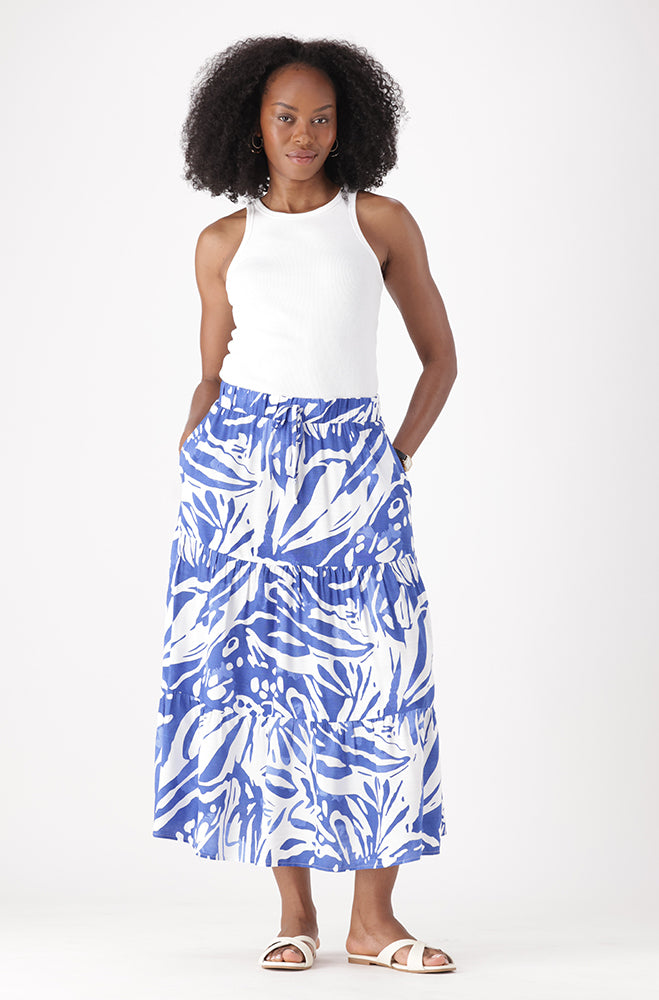 MIA TIERED MIDI SKIRT