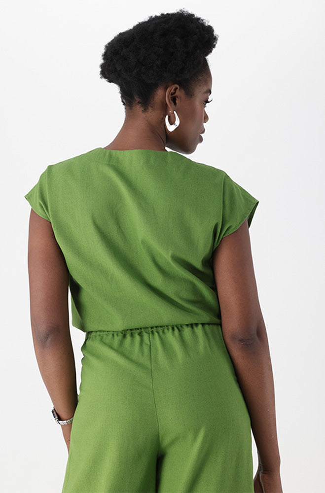Andrea Linen Blend Top _ 165300 _ Green