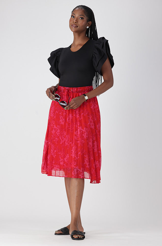 IRIS FLORAL PLEATED SKIRT