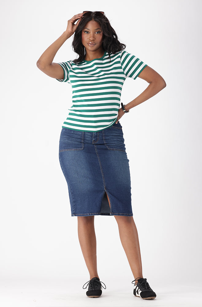 AIMEE CREW NECK STRIPE TEE